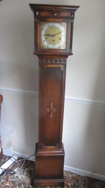 Charming Honey Coloured Jacobean Style 8 Day Oak Cased Grandmother Clock