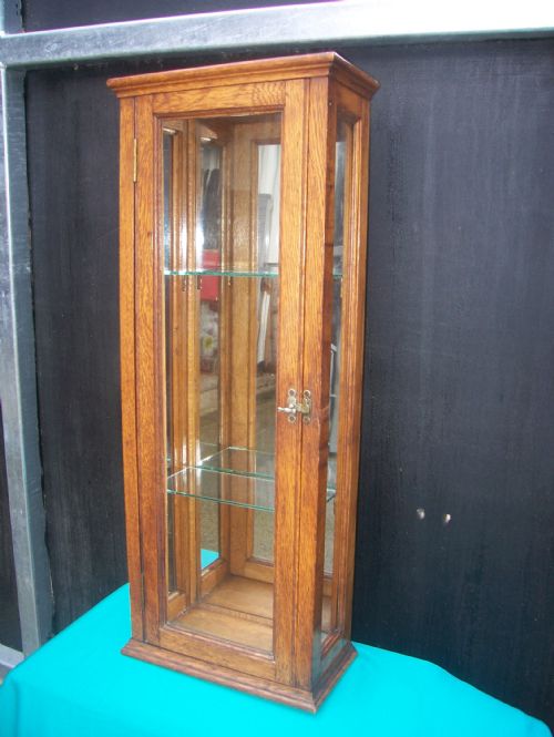 Slim Oak Wall Hanging Display Cabinet