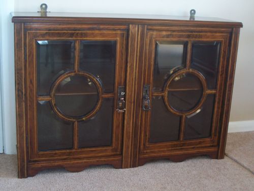 Edwardian Rosewood Wall Hanging Display Cabinet
