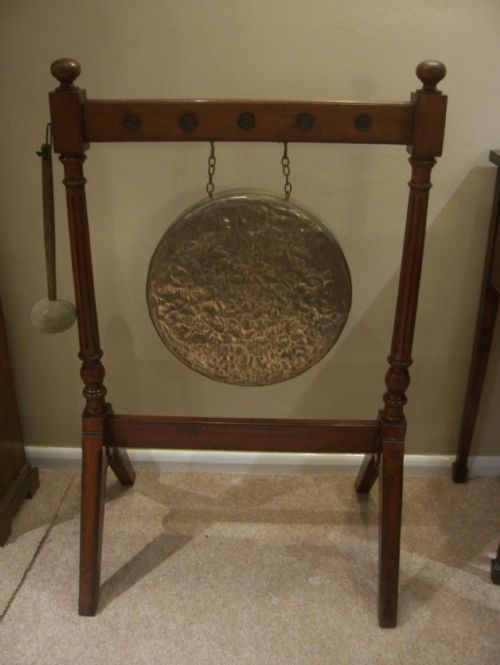 Large Mahogany and Brass Dinner Gong