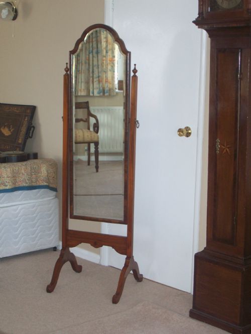 Walnut Framed Cheval Mirror