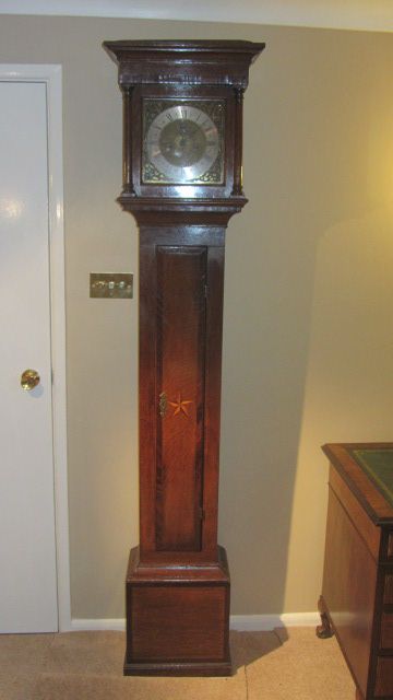 fig 1. 18th Century 10 Inch Brass Dial Mahogany & Oak Longcase of Slim & Desirable Proportions