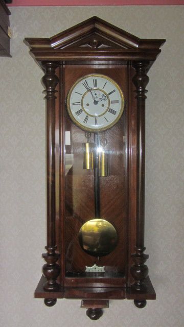 Late Victorian Mahogany Twin Weight Vienna Striking Regulator
