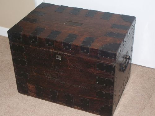 Victorian Oak Metal Bound Silver Chest