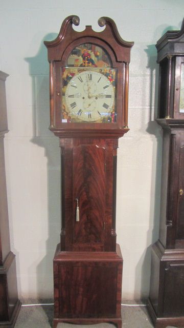 fig 1. Late Georgian/Regency Flame Mahogany Glasgow Longcase Clock