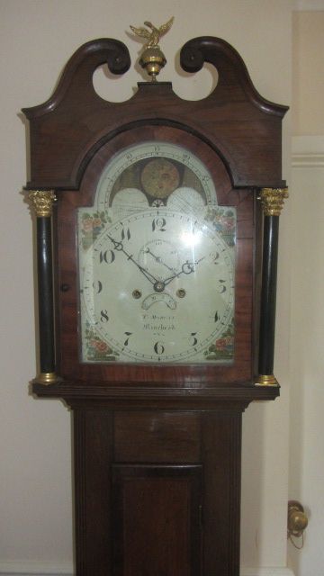 fig 1. Minehead Mid 19th c. Moon Phase Oak Longcase Clock