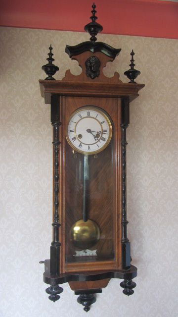 Slim Walnut Vienna Regulator Style Wall Clock