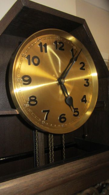 fig 1. STUNNING 5 GONG TWIN WEIGHT ART DECO LONGCASE