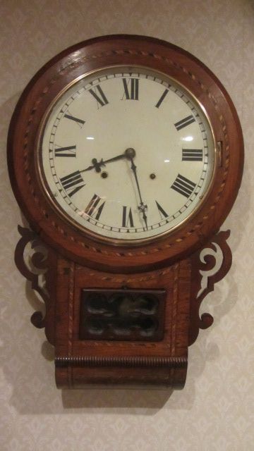 19th Century American Inlaid Drop Dial Wall Clock
