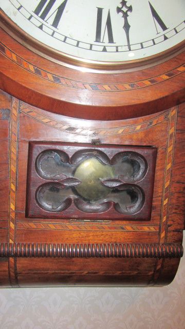fig 1. 19th CENTURY AMERICAN INLAID DROP DIAL WALL CLOCK