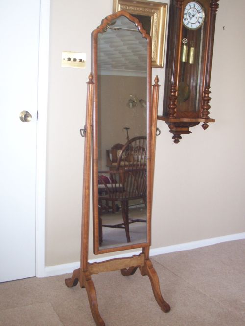 Slim Walnut Cheval Mirror