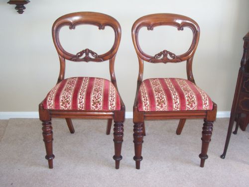 Pair Victorian Mahogany Balloon Back Chairs