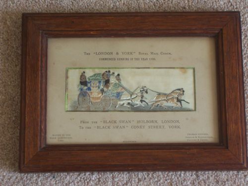 1879 Oak Framed Stevengraph London & York Rm Coach