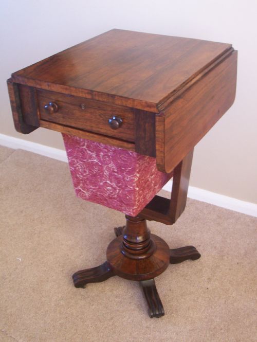 William IV Rosewood Sewing Table