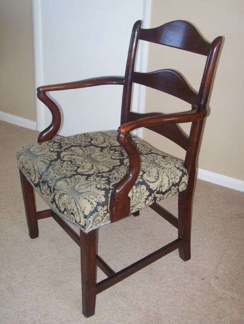 GEORGIAN MAHOGANY LADDERBACK ARMCHAIR - ADDITIONAL PHOTO 1