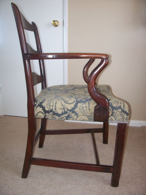 GEORGIAN MAHOGANY LADDERBACK ARMCHAIR - ADDITIONAL PHOTO 5