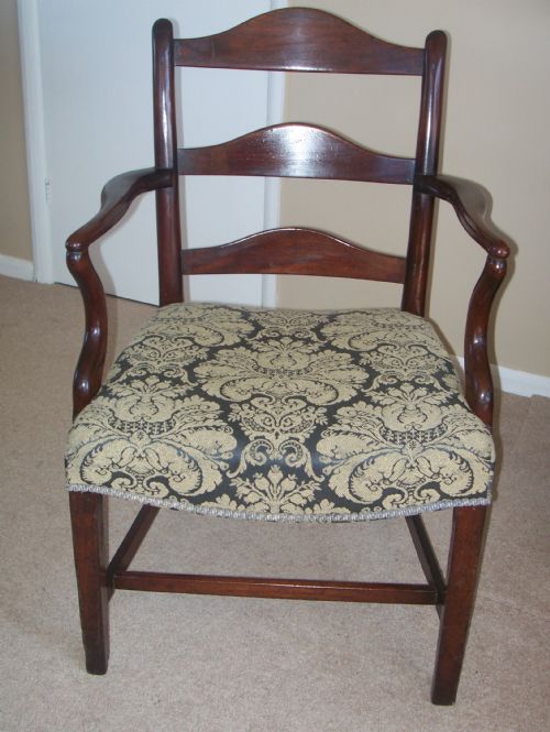 GEORGIAN MAHOGANY LADDERBACK ARMCHAIR - ADDITIONAL PHOTO 7