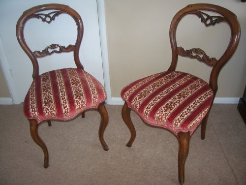 Pair of Walnut Balloon Back Chairs