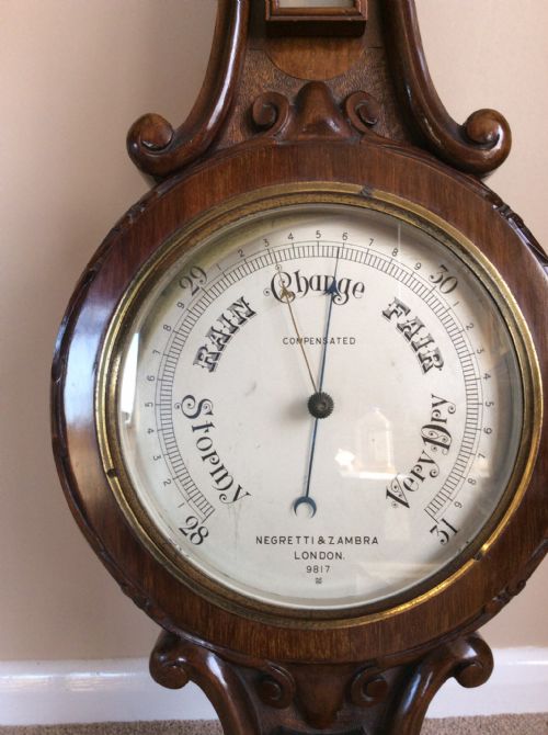 fig 1. VICTORIAN NEGRETTI & ZAMBRA ANEROID BAROMETER
SOLID MAHOGANY