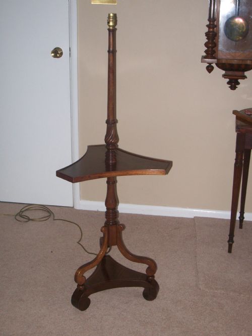 Edwardian Mahogany Standard Lamp with Shelf