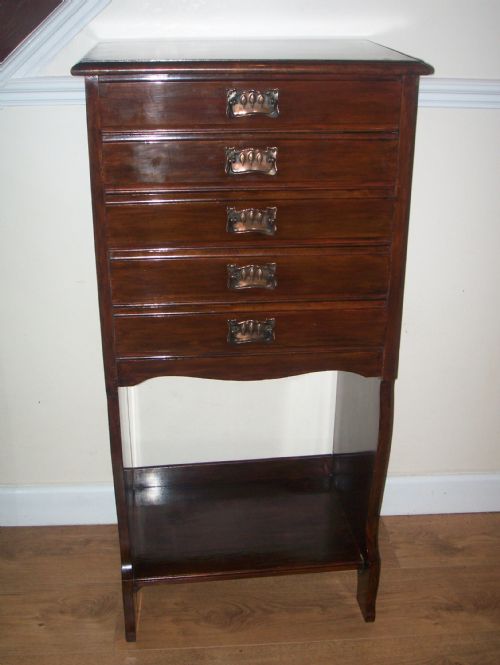Edwardian Mahogany 5 Drawer Music Cabinet