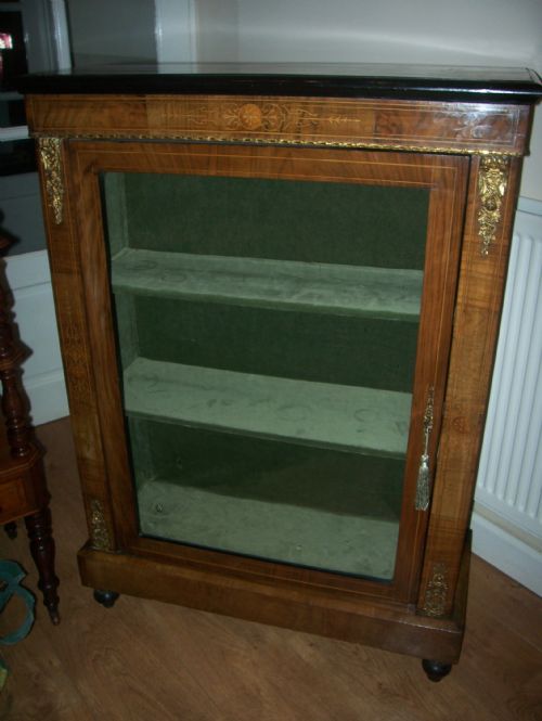 Victorian Walnut Inlaid Pier Side Cabinet
