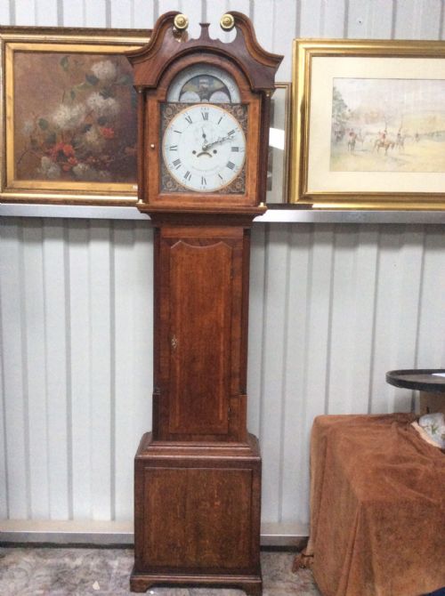fig 1. SMART WELL LOOKED AFTER GEO III OAK & MAHOGANY MOON PHASE LONGCASE - Set Up Service Available