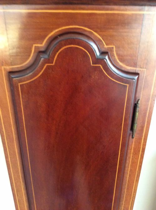 fig 1. STUNNING EDWARDIAN MAHOGANY WITH STRING INLAY GRANDMOTHER MINIATURE GRANDFATHER OR LONGCASE ( LONG CASE ) CLOCK
- Delivery & Set Up Available