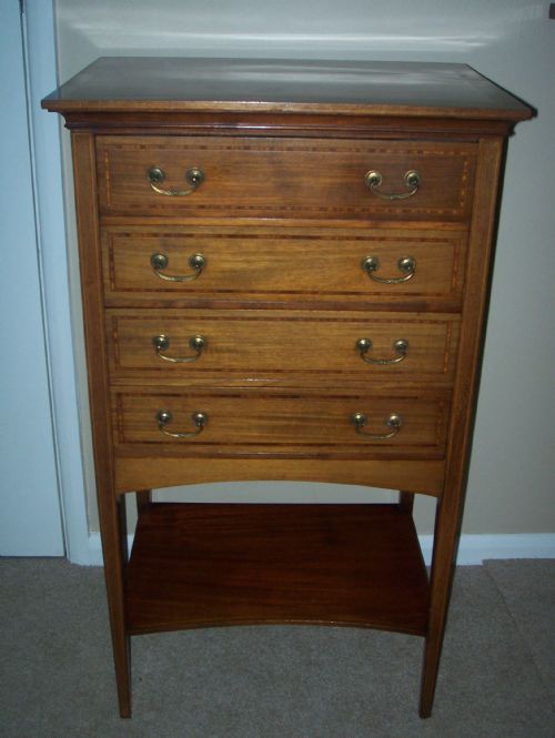 Edwardian Mahogany 4 Drawer Music Cabinet