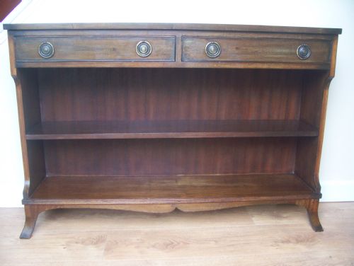 C19th Mahogany Open Low Bookcase Display Shelves