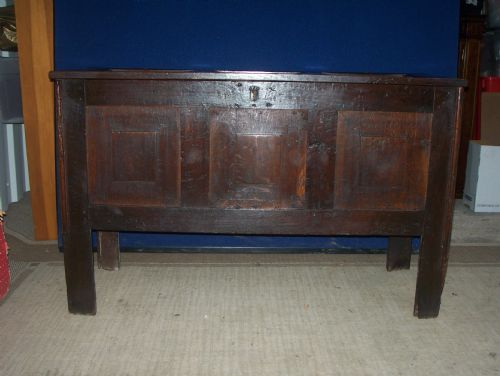 Antique Oak Panelled Coffer Chest Box