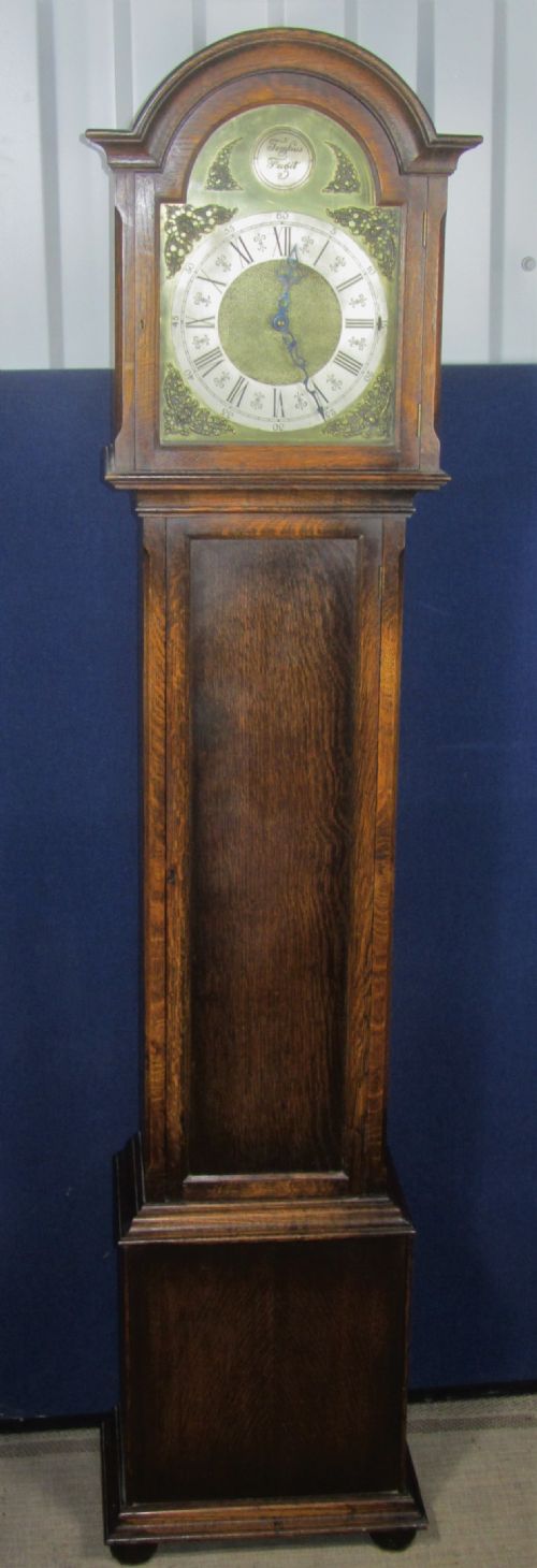 Triple Weight Musical Oak Longcase of Grandmother Size C1920. Delivery & Set Up Service O