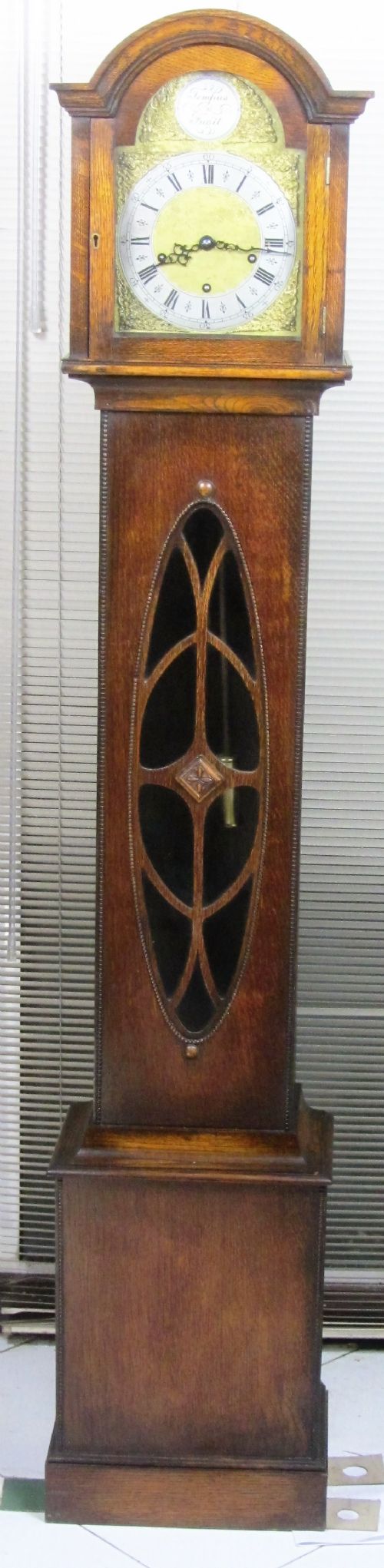 Art Deco Oak Westminster Chiming Miniature Longcase or Grandmother Clock