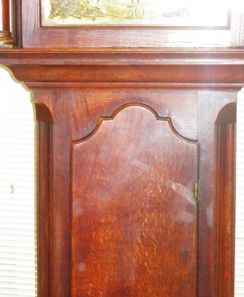 fig 1. NUMBERED EARLY GEORGIAN 8 DAY OAK LONGCASE / GRANDFATHER CLOCK -