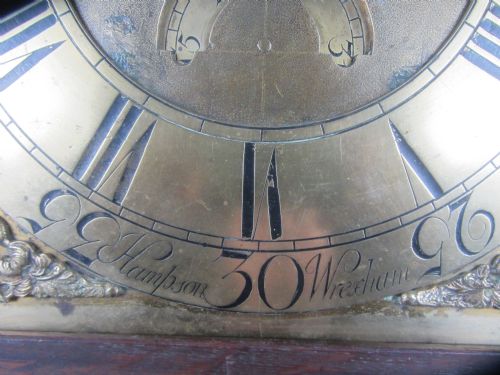 fig 2. NUMBERED EARLY GEORGIAN 8 DAY OAK LONGCASE / GRANDFATHER CLOCK -