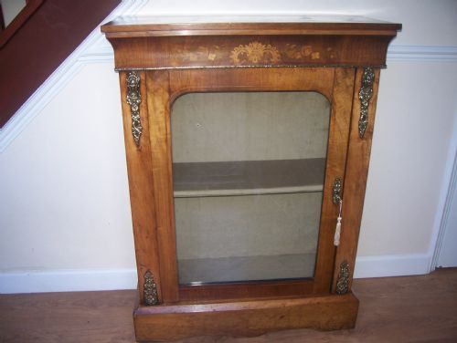 Victorian Walnut Inlaid Pier Display Cabinet