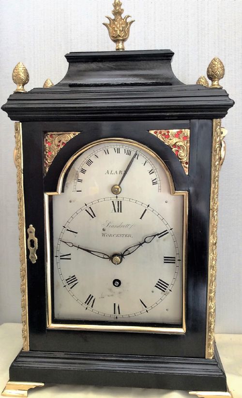 Georgian 18th Century English Ebonised Fusee Bracket or Mantle Clock - John Scandrett of Worcester