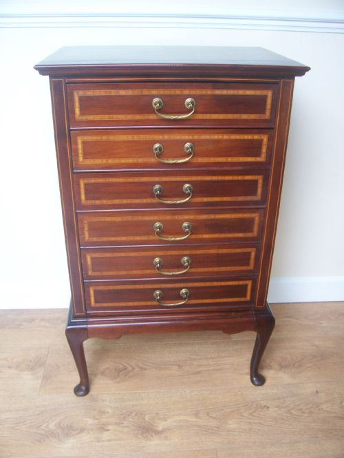 Edwardian Mahogany 6 Drawer Sheet Music Filing Cabinet