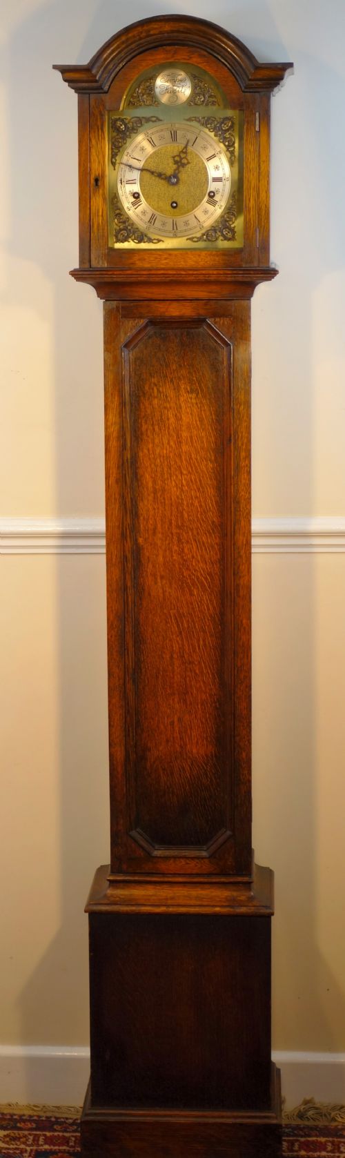 Oak Grandmother or Miniature Long Case (Longcase) Grandfather Clock in the 18th Century Georgian Longcase  Style - Mellow Quarter Chiming  Musical Westminster Chimes