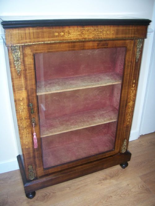 Victorian Walnut Pier Display Cabinet Bookcase