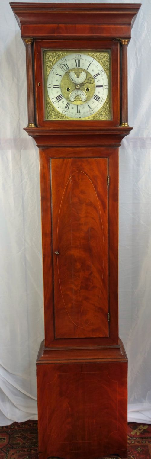 George II Circa 1740 Flame Mahogany Longcase or Grandfather Clock by Pat Cock of Nottingham (Early Georgian)