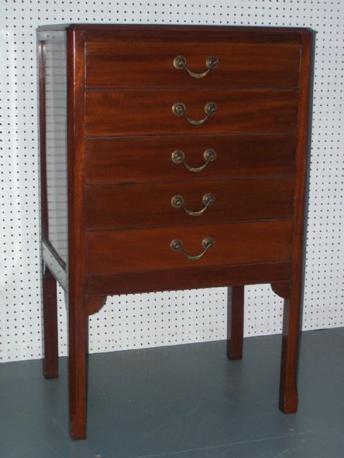 Mahogany Music Filing 5 Drawer Cabinet Chest