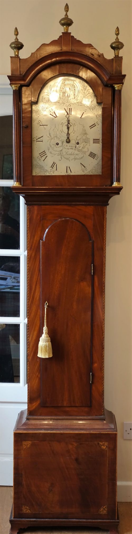 Fine Quality Mahogany with Inlay Silvered Dial Early 19th Century Norfolk Longcase / Grandfather Clock - Delivery & Set Up Service Available