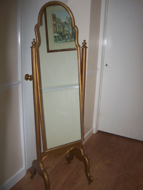 Giltwood Floor Standing Cheval Mirror - Adjustable Tilt