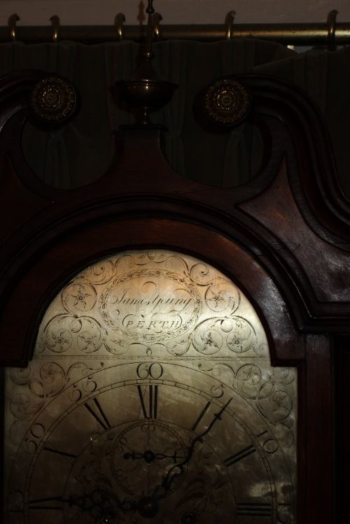 fig 1. Mid 18th c Oak Grandfather Longcase Georgian III Clock