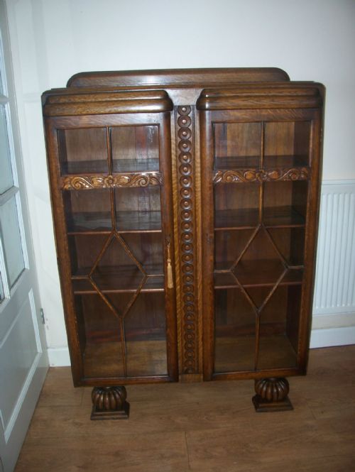 Art Deco Oak Bookcase / Display Cabinet