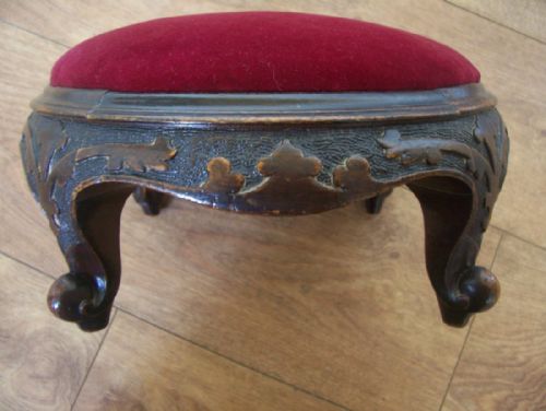 Victorian Circular Walnut Footstool