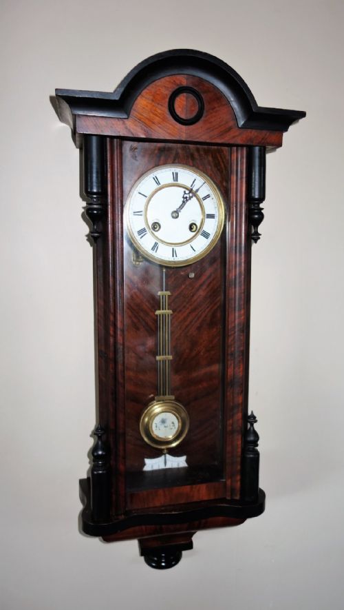 Late 19th Century Vienna Regulator Style Mahogany Wall Clock