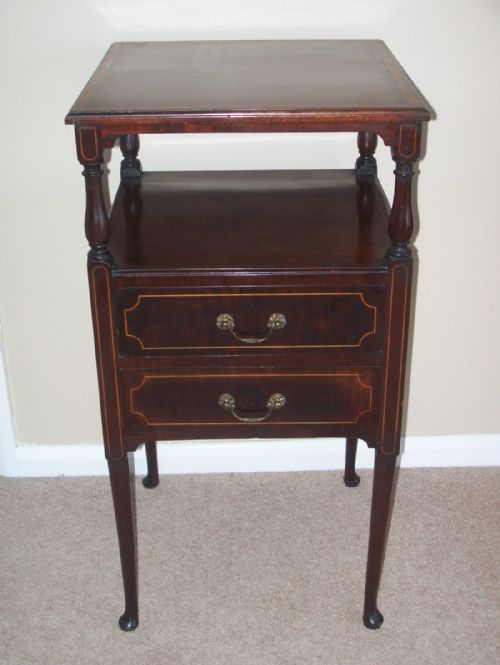 C19th Mahogany 2 Tier Bedside Lamp Table