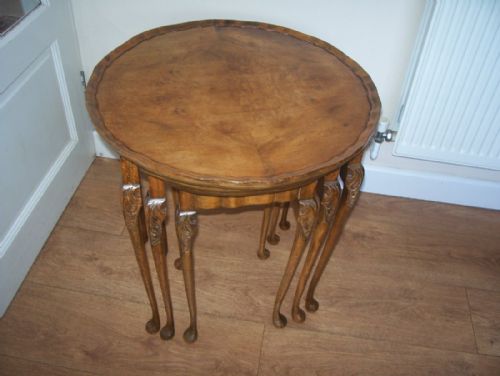 Art Deco Burr Walnut Nest of 3 Tables
